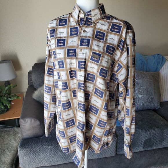 Vintage Woolrich Fish Novelty Print Button down Medium - Picture 10 of 10